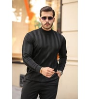 Erkek Yarım Balıkçı Yaka Kabartma Desenli Triko