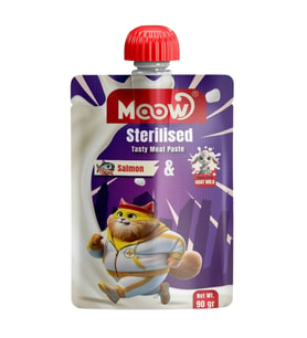 Moow Taze Somon ve Keçi Sütlü Kısırlaştırılmış Ezme Kedi Ödül Maması 90gr
