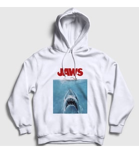 Presmono Unisex Beyaz Poster Shark Film Jaws Kapüşonlu Sweatshirt 372580tt