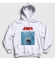 Presmono Unisex Beyaz Poster Shark Film Jaws Kapüşonlu Sweatshirt 372580tt