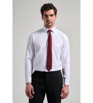 Beyaz Sert Yaka Düz Classic Pamuklu Comfort Fit Gömlek 1004250213