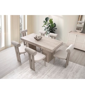 KUMSAL MDF MASA + 6 SANDALYE (Krem)
