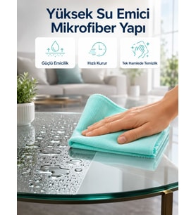 Cam Ayna ve Parlak Yüzeyler İçin Mikrofiber Temizlik Bezi Leke ve İz Bırakmaz