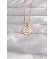 316L Çelik Gold Renk Beyaz Mineli Karışık Figürlü Tarot Kolye - TJ-BKO9041