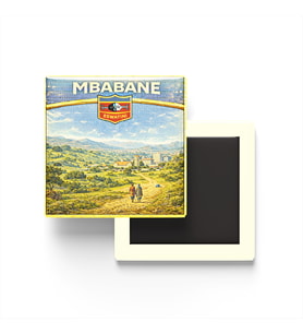 Retro Esvatini Mbabane Şehri Temalı Vintage Buzdolap Magneti – 9x9 cm