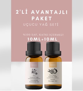 2'li Avantajlı Set Portakal & Itır Saf Aromaterapi Uçucu Yağ Buhurdanlık Masaj Spa Cilt Ve Saç 20 Ml