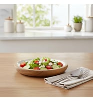 Mango Ağacı Pasta Tabağı - İçi Krem Emaye (Enamel) Kaplama 20 cm Tatlı, Meyve ve Kahvaltı Tabağı - Leke Tutmaz Ahşap Sunum (Yükseklik: 2 cm)