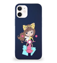 Apple iPhone 12 Soft Premier Kapak Vespagirl Tasarımlı Silikon Kılıf - Lacivert (Şeffaf)