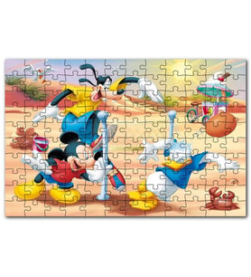Cakapuzzle Mickey Mouse Goofy Donald Duck Plaj Voleybol Puzzle Yapboz MDF(Ahşap) (120 Parça)