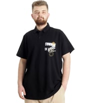 Mode XL Büyük Beden Erkek T-shirt Polo Parçalı SUMMER 23331 Siyah