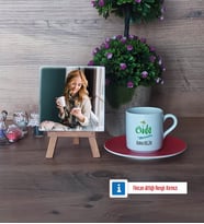 Gıda Mühendisi Fotoğraflı Dekoratif Taş, Ahşap Altlıklı Türk Kahvesi Fincanı Hediye (Model 3)