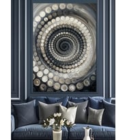 Siyah Beyaz Spiral Optik İllüzyon Dekoratif Kanvas - Mdf Ahşap Tablo