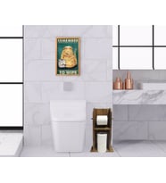BK Home Doğal Masif Ahşap Tuvalet Kağıtlığı ve Dekoratif Retro Ahşap Tablo Seti-16 (Beyaz)