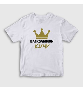 Presmono Unisex Çocuk Beyaz Backgammon King Tavla Kralı Oyun T-Shirt 416358tt (Beyaz)