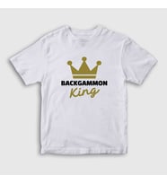 Presmono Unisex Çocuk Beyaz Backgammon King Tavla Kralı Oyun T-Shirt 416358tt (Beyaz)