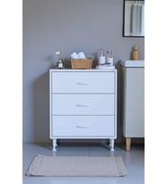 Eliusta Seçer 3 Çekmeceli 55 cm Banyo ve Mutfak Dolabı Beyaz 55x75x32,5 cm Çok Amaçlı Organizer Dolap