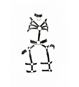 Mulvxbrf Brf02 Siyah Harness Takım Deri Halka Detaylı Vücut Seti - Brf1267 (Mulvix)