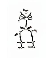 Mulvxbrf Brf02 Siyah Harness Takım Deri Halka Detaylı Vücut Seti - Brf1267 (Mulvix)