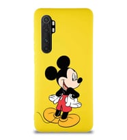 Xiaomi Mi Note 10 Lite Soft Premier Kapak Mickey Mouse-D Tasarımlı Silikon Kılıf - Sarı (Şeffaf)