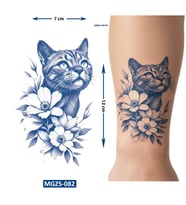 Çiçek Kedi Geçici Dövme Yarı Kalıcı Aylık Yapıştırma Dövme
