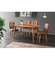 ESSEN MASA VE ETRO SANDALYE TAKIMI, CEVİZ, 130x80
