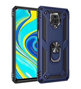 Xiaomi Redmi Note 9S Kılıf Metal Solid Yüzüklü Standlı Military Ring SRS (Lacivert)