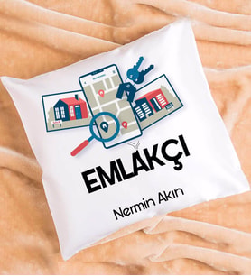 Emlakçı Tasarımlı Kişiye Özel Hediye Emlakçı Yastık