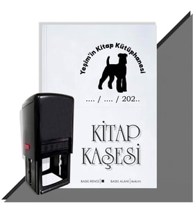 Kişiye Özel Köpek Silüet 23 Tarihli Otomatik Kitap Kaşesi (Siyah)