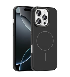 iPhone 16 Pro Max Kılıf Magsafe Şarj Özellikli Kamera Çıkıntılı Ruby Lüx Silikon Kapak (Siyah)