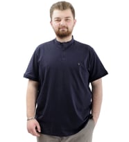 Mode XL Büyük Beden Erkek Tişört Düğmeli Hakim Yaka T-Shirt U24339 Lacivert