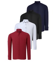 DÖRTLÜ SET G721 DEWBERRY ERKEK GÖMLEK-SİYAH-BEYAZ-LACİVERT-BORDO