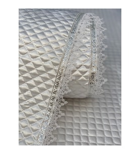 Beyaz 40 cm X 10 m Silver Su Taşı Detay Deri Saten Kapitone Raf Çekmece Örtüsü