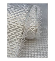 Beyaz 40 cm X 10 m Silver Su Taşı Detay Deri Saten Kapitone Raf Çekmece Örtüsü