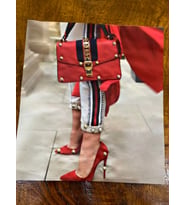 TAŞLI KADIN GÖRSELLİ ÇANTA GİYİM DİKİŞ AKSESUARI APLİKE 22X20 CM