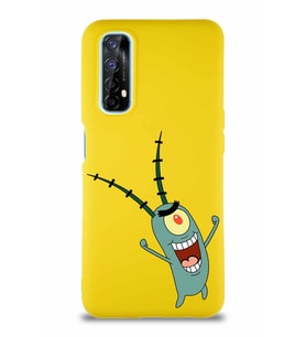 Realme 7 Soft Premier Kapak Plankton Tasarımlı Silikon Kılıf - Sarı (Şeffaf)