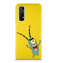 Realme 7 Soft Premier Kapak Plankton Tasarımlı Silikon Kılıf - Sarı (Şeffaf)