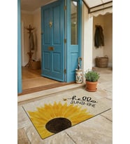 Valerine Life Kapı Önü Paspası 45x70cm Kaymaz Dekoratif iç Dış Mekan Günebakan Ay Çiçeği Merhaba Yaz