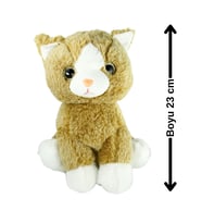 Peluş Oyuncak Oturan Kedi 23 cm Oyun Arkadaşım Uyku Arkadaşı Yüksek Kalite Peluş Yastık Hediyelik (Kahverengi)