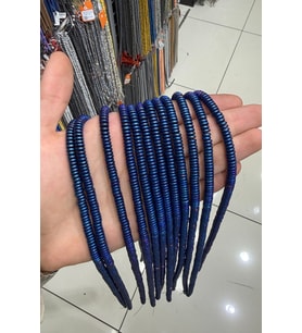 Hematit Taşı Rondela Kesim Parlak Mavi 6x2mm Doğal Taş Dizi