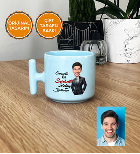 Kişiye Özel Karikatürlü Kolay Yetişmiyor Hediye Pastel T Kupa Erkek Sevgiliye Abiye Babaya Doğum Günü Hediyesi (Mavi)