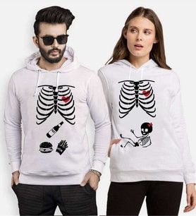 Tshirthane İskelet Bebek Sevgili Kombinleri Kapüşonlu Kombini (Tek Ürün Fiyatıdır.)