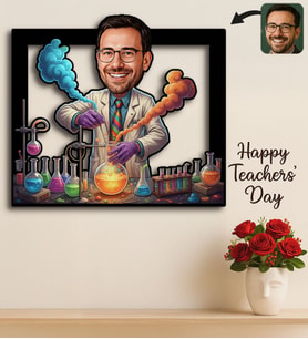 BK Gift Kişiye Özel Erkek Öğretmen Karikatürlü 3D Ahşap Tablo -12, Öğretmene Hediye, Öğretmenler Günü Hediyesi