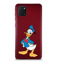 Samsung Galaxy A81 Soft Premier Kapak Donald Duck-C Tasarımlı Silikon Kılıf - Mürdüm (Şeffaf)