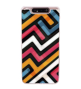 Samsung Galaxy A90   Kamera Korumalı  Kapak Grafiti Labirent Tasarımlı  Şeffaf Kılıf