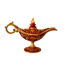 Dekoratif Alaaddin Sihirli Lambası - Vintage Tasarım, 13x8.5 cm (Kırmızı)