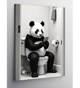 Kanvas Tablo Tuvalette Panda Eğlencesi