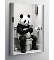 Kanvas Tablo Tuvalette Panda Eğlencesi