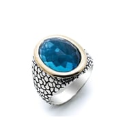 Açık Mavi Zikron Taşlı Gümüş Yüzük