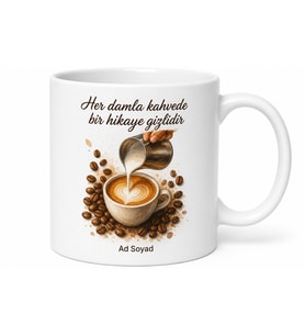 Barista Eğitimi Hediye Latte Art Kalp Çizen Kahve Ustası Baskılı Kupa Bardak