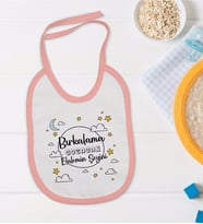 BK Kids Bırkalama Tasarımlı Pembe Bebek Mama Önlüğü-1